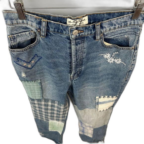 We The Free For Free People Steinbeck Patchwork Straight Leg Denim Jeans Size 27 - Picture 13 of 16